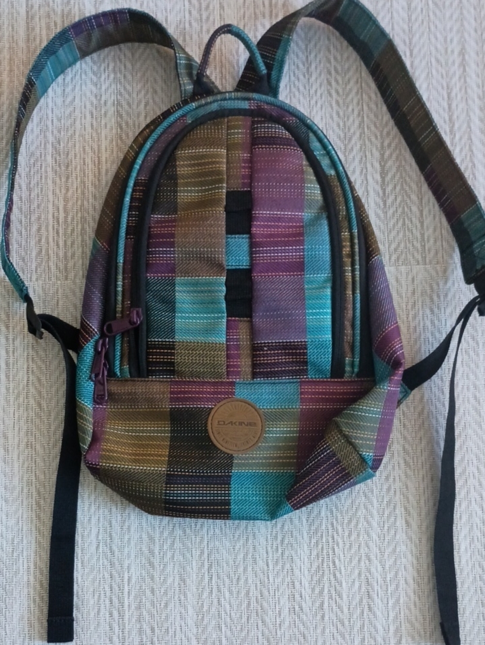 Dakine Multicolor Plaid Mini Backpack - Teal, Purple & Brown